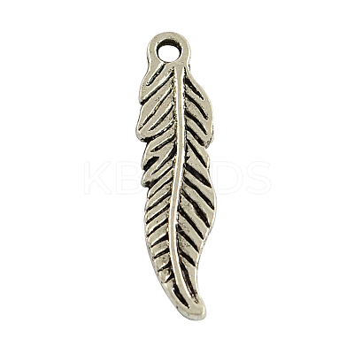 Tibetan Style Alloy Feather Pendants LS-TIBEP-20476-AS-RS-1