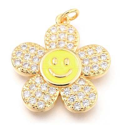 Brass Micro Pave Clear Cubic Zirconia Pendants KK-I683-05D-1