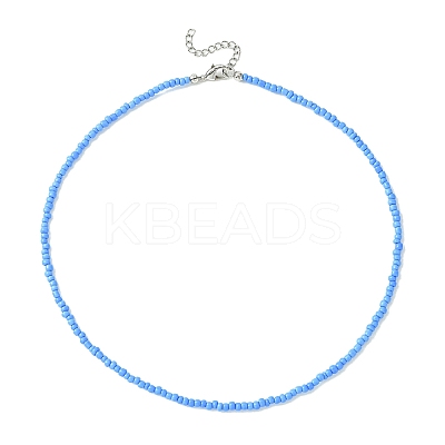 2Pcs 2 Color Glass Seed Beaded Necklace NJEW-FZ00010-1