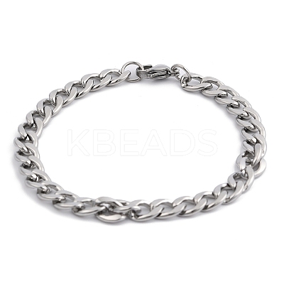Tarnish Resistant Unisex 304 Stainless Steel Curb Chain/Twisted Chain Bracelets X-STAS-D0002-40P-1