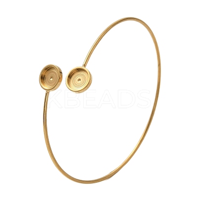Ion Plating(IP) 304 Stainless Steel Cuff Blank Bangle Bases with Round Tray STAS-Z088-03B-G-1