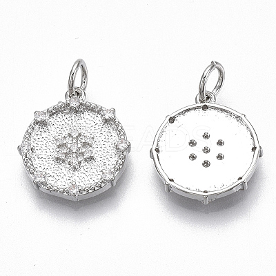 Brass Micro Pave Clear Cubic Zirconia Pendants KK-S356-016P-NF-1