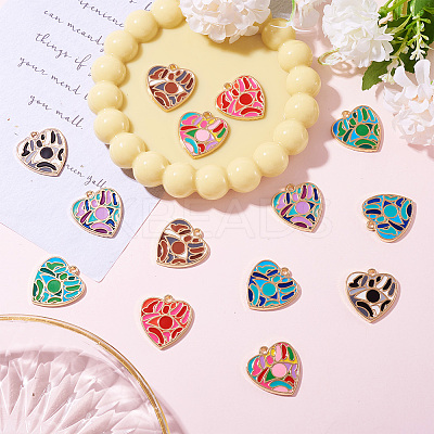 14Pcs 7 Colors Rack Plating Alloy Enamel Pendants ENAM-TA0002-54-1