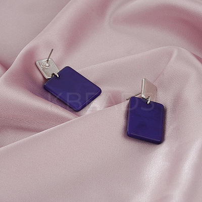 Rectangle Alloy Acrylic Pendant Necklaces & Stud Dangle Earrings Sets for Women WGBF392-01-1