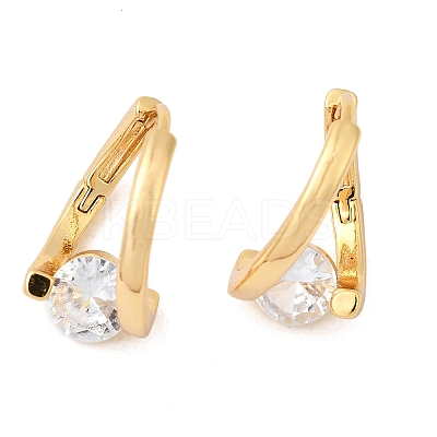 Brass Micro Pave Clear Cubic Zirconia Round Hoop Earrings EJEW-P331-09G-1