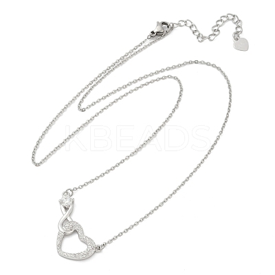 Brass Pave Clear Cubic Zirconia Infinity Heart Pendant Nceklaces for Women NJEW-V011-01P-1