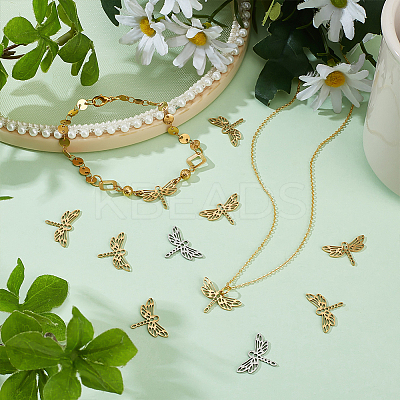 32Pcs 2 Colors 201 Stainless Steel Filigree Joiners Links STAS-DC0011-56-1