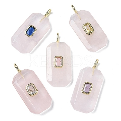 Natural Rose Quartz Faceted Pendants G-F819-02G-04-1