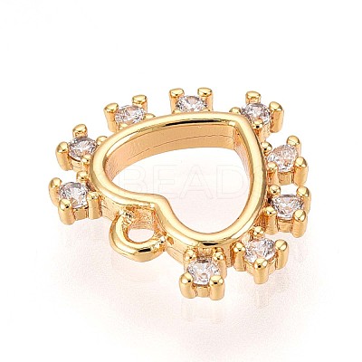 Brass Micro Pave Clear Cubic Zirconia Pendants KK-T075-06G-1