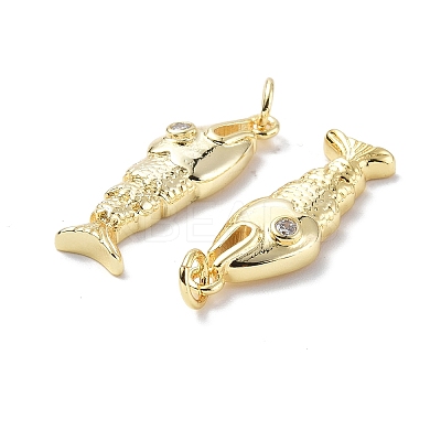 Rack Plating Brass Micro Pave Cubic Zirconia Pendants KK-F845-16G-1