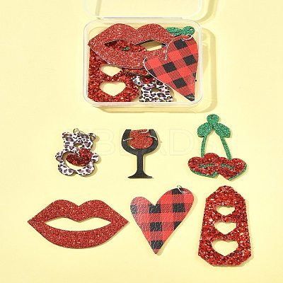 12Pcs 6 Styles PU Leather Big Pendants FIND-FS0003-74-1