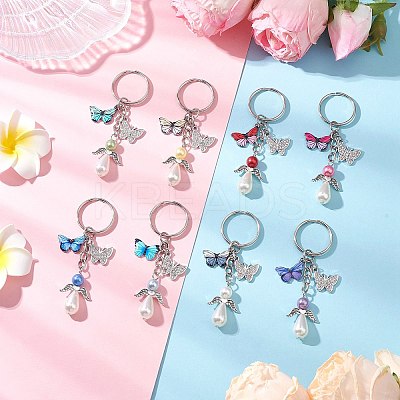 8Pcs Plastic Imitation Pearl Keychains KEYC-JKC01307-1
