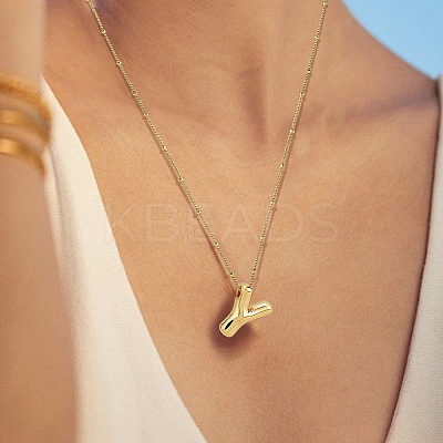 1pc Brass Chain with Alloy Letter Pendants Necklaces NJEW-LP0001-41Y-G-1
