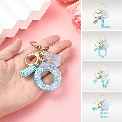 Resin & Acrylic & Faux Suede Tassel Keychain X1-KEYC-YW00117-01-1