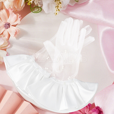 Polyester Bride's Lace Gloves AJEW-WH20120-23F-1