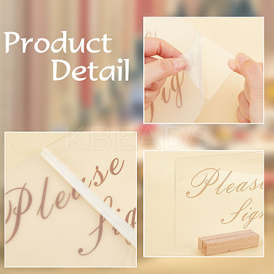 4Pcs 2 Styles Rectangle Beechwood Name Card Holder ODIS-OC0001-39-1