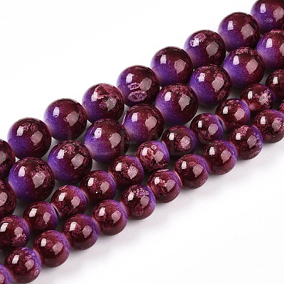 Baking Paint Glass Beads Strands DGLA-N008-8mm-04-1