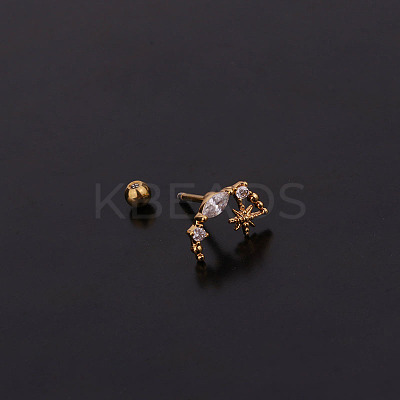 316L Surgical Stainless Steel Micro Pave Clear Cubic Zirconia Cartilage Earrings WG14BE9-14-1