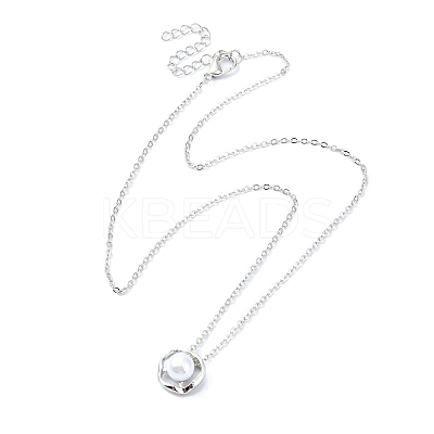 Plating Alloy Acrylic Pearl Pendant Necklaces NJEW-S424-02P-1