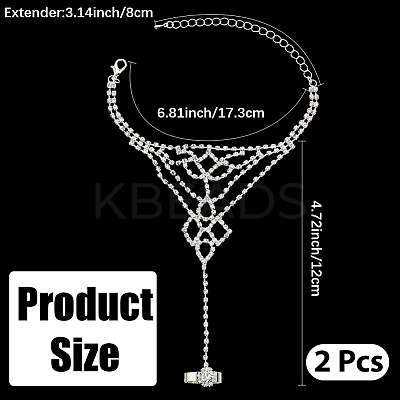 2Pcs Crystal Rhinestone Tennis Ring Bracelet BJEW-CN0001-18-1