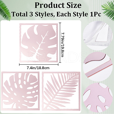 3Pcs Leaf Acrylic Mirror-Like Wall Stickers DIY-WH0304-722A-1