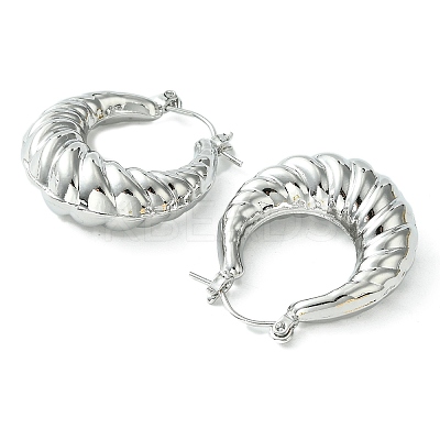 Brass Hoop Earrings for Women EJEW-D094-01P-1