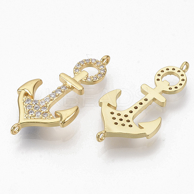 Brass Micro Pave Clear Cubic Zirconia Links Connectors ZIRC-T012-76G-1
