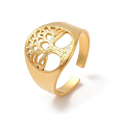 304 Stainless Steel Open Cuff Rings for Women RJEW-G291-03G-1