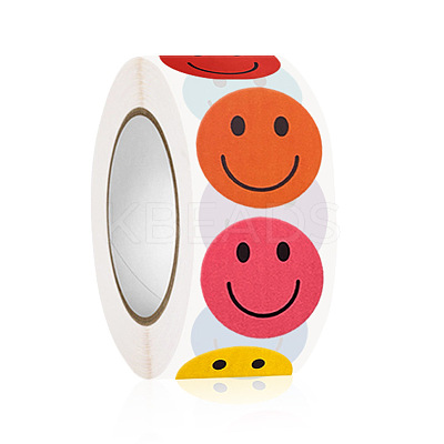 Round Dot Paper Self-adhesive Smiling Face Reward Stickers PW-WG51572-01-1