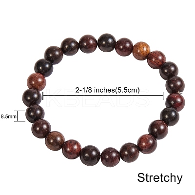Unisex Natural Wood Beaded Stretch Bracelets BJEW-SZ0001-004-1