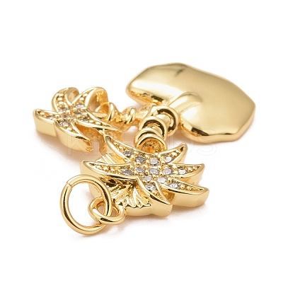 Rack Plating Brass Micro Pave Clear Cubic Zirconia Pendants KK-M229-35G-1