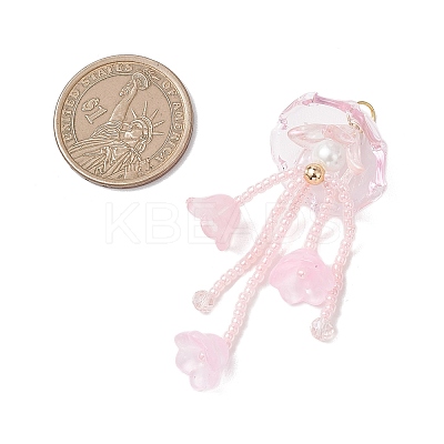 Glass Seed Beaded Jellyfish Big Pendants PALLOY-MZ01166-03-1