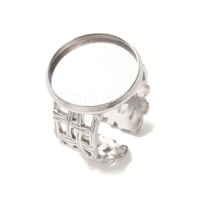 Woven Bezel 304 Stainless Steel Cuff Ring Components SA-CBAD8FA-01P-05-1