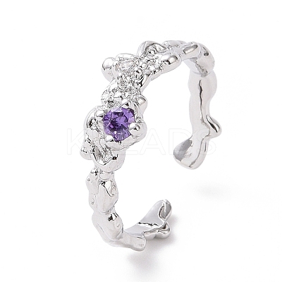 Cubic Zirconia Open Cuff Ring LS-RJEW-D119-06P-1