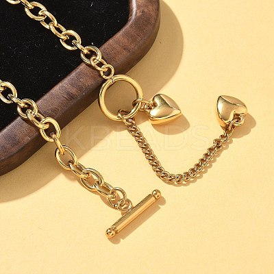 304 Stainless Steel Toggle Heart Y Necklaces for Women NJEW-M101-04G-1