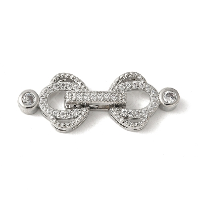Brass Pave Clear Cubic Zirconia Fold Over Clasps KK-M320-21P-1