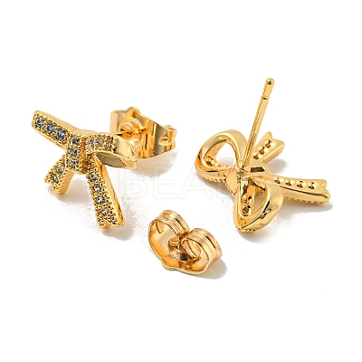 Light Gold Brass Micro Pave Cubic Zirconia Stud Earrings for Women EJEW-E295-33KCG-1