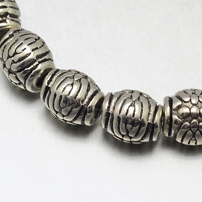 Tibetan Style Drum Alloy Bead Strands TIBEB-O007-11-NR-1