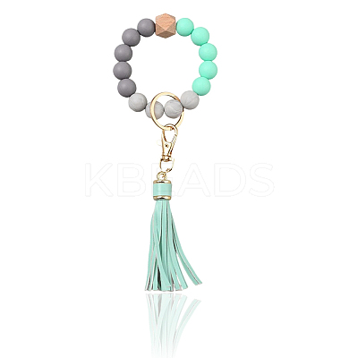 1Pcs Silicone Round Beaded Keychain Wristlet AJEW-CL0001-11B-1