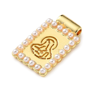 Brass & Plastic Pearl Pendants KK-L269-01G-03-1