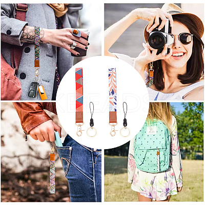2Pcs 2 Colors Polyester Hand Wrist Lanyard for Phone Decoration Key Chain HJEW-GO0001-03-1