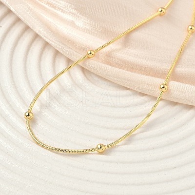 1.2MM Brass Ball Round Snake Chain Necklaces for Women Men X-NJEW-F350-03G-1