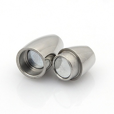Tarnish Resistant 304 Stainless Steel Smooth Surface Magnetic Clasps with Glue-in Ends Fit 4mm Cords STAS-O042-11-1