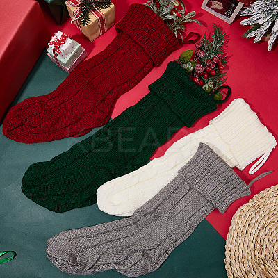 4Pcs 4 Colors Knitted Acrylic Fiber Hanging Stocking Bags AJEW-SP0004-04-1