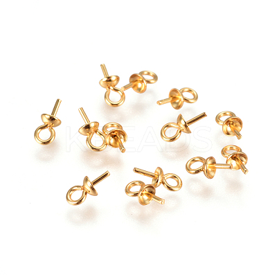 304 Stainless Steel Cup Pearl Peg Bails Pin Pendants STAS-F227-50-G-1