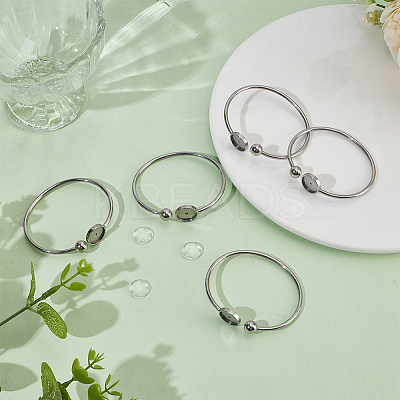 3Pcs Flat Round 304 Stainless Steel Blank Bangle Bases STAS-HY0001-74-1