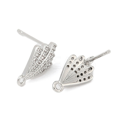 Brass Micro Pave Cubic Zirconia Stud Earring Findings LS-KK-Z094-13P-1