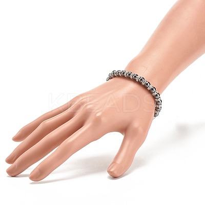 Synthetic Hematite Stretch Bracelet Rhinestone Beaded BJEW-JB08335-01-1