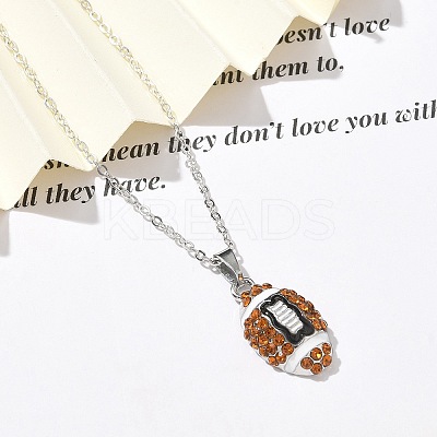 Zinc Alloy Topaz Rhinestone Sport Ball Pendant Cable Chain Necklaces LS-NJEW-U024-01P-06-1