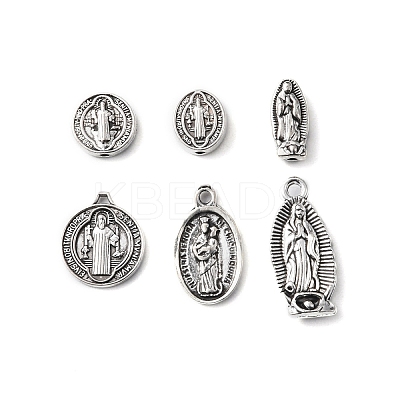 60Pcs 6 Style Tibetan Style Alloy Beads and Pendants TIBEB-TZ0001-01AS-1